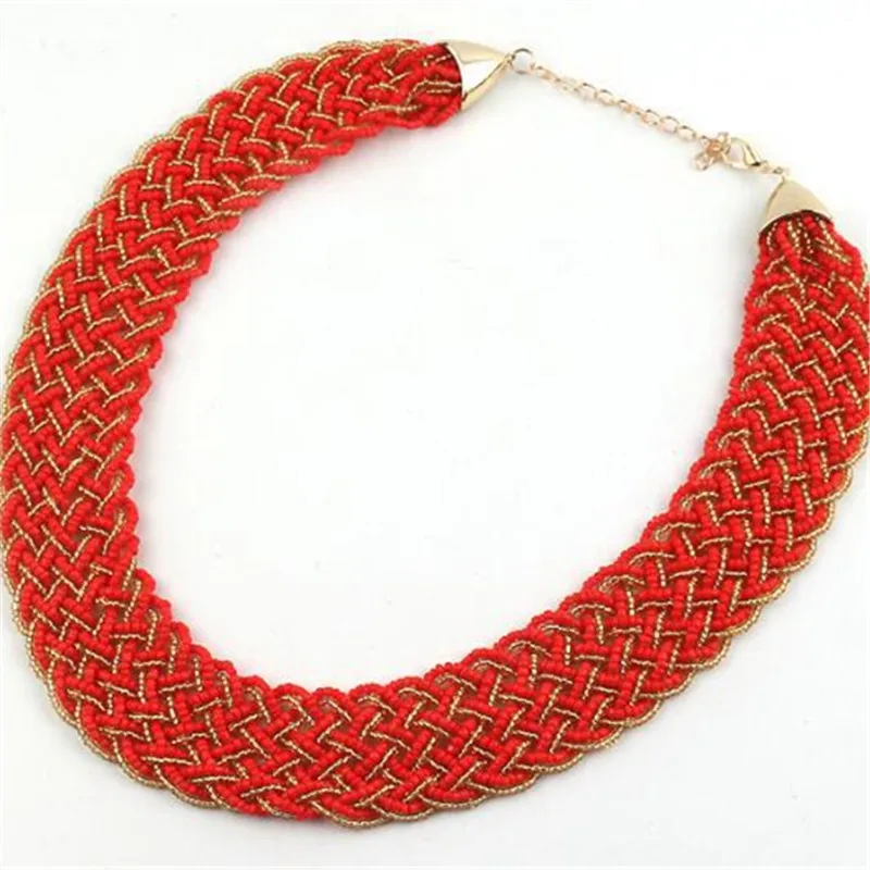 Новое модное эффектное короткое ожерелье цепочка богемное многослойное рисовый бисер Тканое ожерелье для женщин - Окраска металла: Pic show1