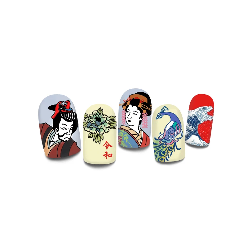 Harunouta пластины для штамповки ногтей в японском стиле с изображением рыбьей лягушки для маникюрные трафареты