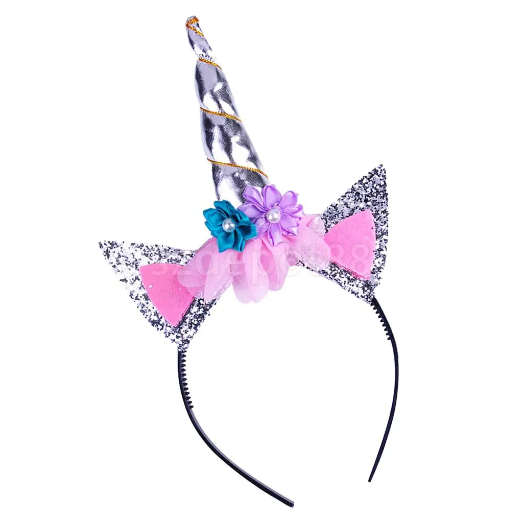 Children Kids Unicorn Horn Cat Ear Hair Hoop Xmas Birthday Party Headband Magic Decor