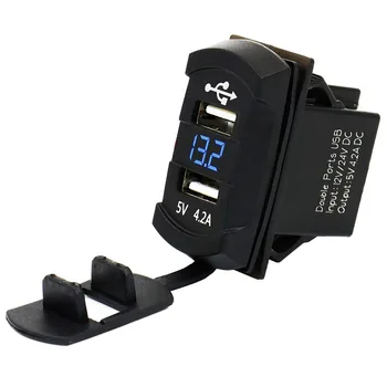 

MOTOPOWER 12-24V 4.2Amp Dual USB Charger with Voltmeter LED Digital Display Universal for Car Boat Motorcycle RV (Modern)