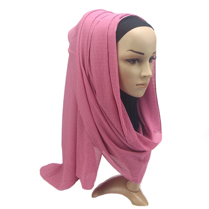 

LARRIVED 1Pc Popular Malaysia Style Women Plain Chiffon Scarf Hijab Wrap Solid Color Shawls Headband Muslim Hijabs Scarves/scarf