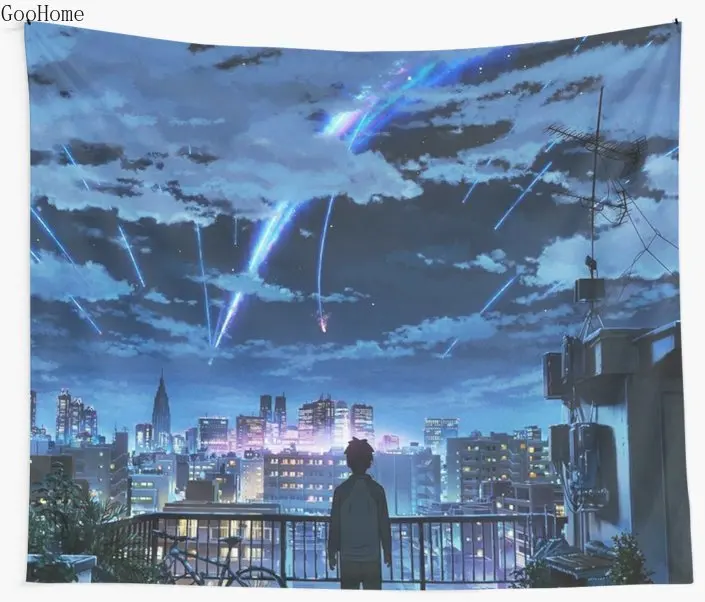 Аниме Kimi no na wa ваше имя настенный гобелен покрытие пляжное полотенце пледы одеяло для пикника йога коврик украшение дома