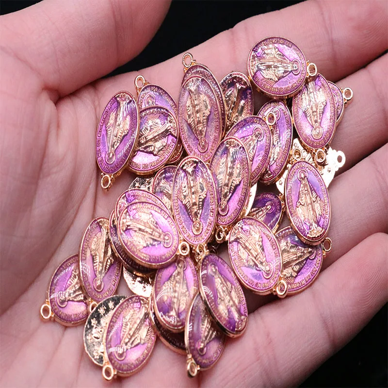 Религиозный подарок Mary Sacred Heart Charm религиозная медаль из синего золота 100