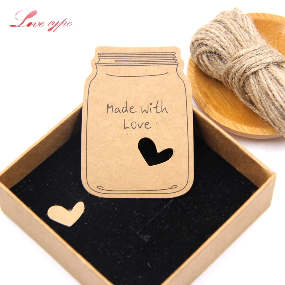 

50PCS DIY Bottle Paper Tags with Rope Paper Card Tag Handmade DIY Crafts Wedding Party Note Hang Tag Gift Wrapping Supplies