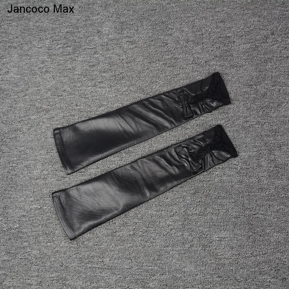 Jancoco Max новый стиль весна, лето, Осень Длинные натуральная перчатки из овечьей кожи бантом кружево украшения S2069