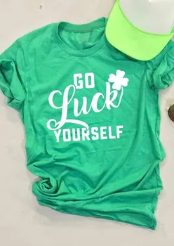 

Fashionshow-JF Go Luck Yourself T-shirt Women's Fashion Summer Tops Crewneck Short Sleeve Graphic Tee Shirt