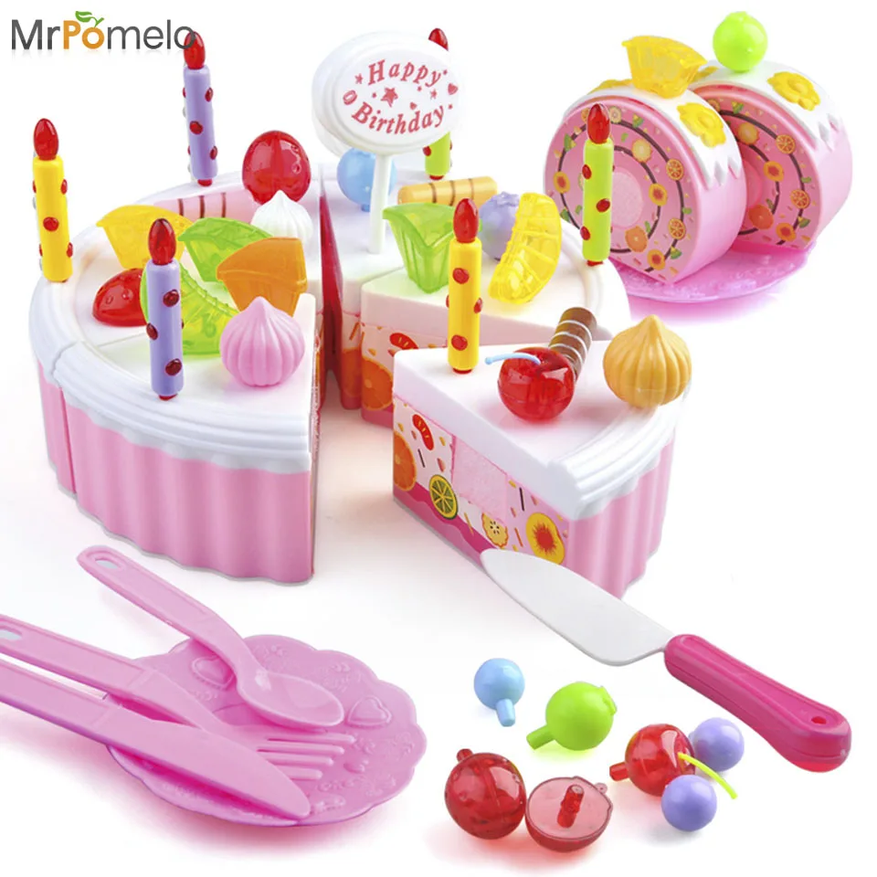 Kids Cake Pretend Play Toy Girl Cutting Cake Fruit Food Kitchen