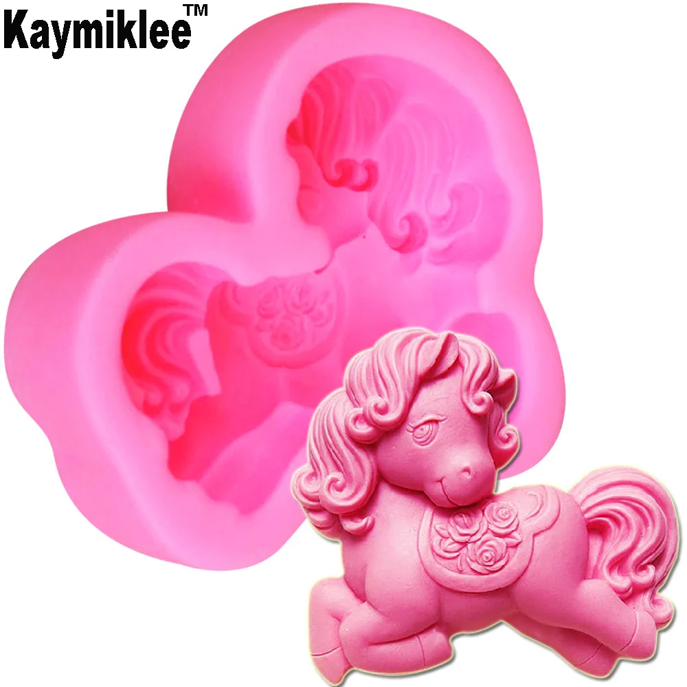 Kaymiklee S027 1PCS sale new 3D Silicone horse mold soap molds, mould