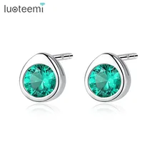 LUOTEEMI, серебро 925 пробы, простые серьги-гвоздики в форме воды для женщин и девушек, для свадебного банкета, элегантные ювелирные изделия, подарок Brincos