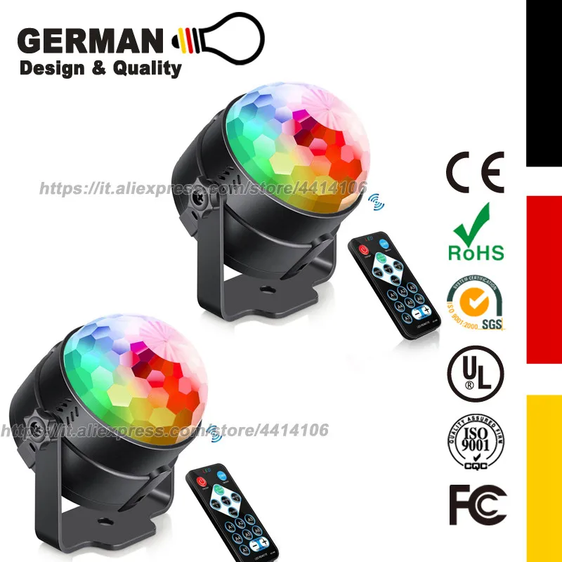 

[2-Pack] Mini 7 Colors RGB Disco LED Crystal Magic Ball Stage Lamp Sound Activated Laser Projector Party Disco Club DJ Light