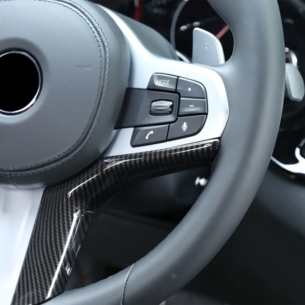 2 шт. автомобильный Стайлинг Руль декоративная накладка рамка АБС пластик для BMW 5 серии G30- наклейка углеродное волокно