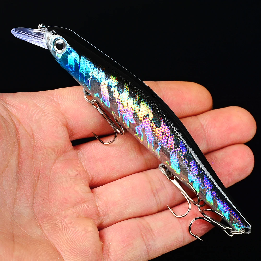 

3D Eyes Minnow 1pc Fishing Lures 12.5cm-17.5g Hard Lure 8 colors Fishing Tackle 6# Hook Hard Artificial Bait With Top Sunlure