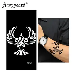 Glaryyears хна трафарет татуировки черная птица макияж Рисование пастой боди арт 1 лист тату трафарет сексуальный продукт водонепроницаемый