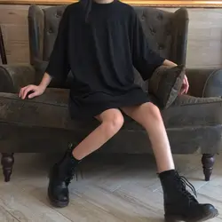 2019 Harajuku модные черные женские футболки лето японский Готический Винтаж повседневное Топы корректирующие уличная одежда негабаритных для
