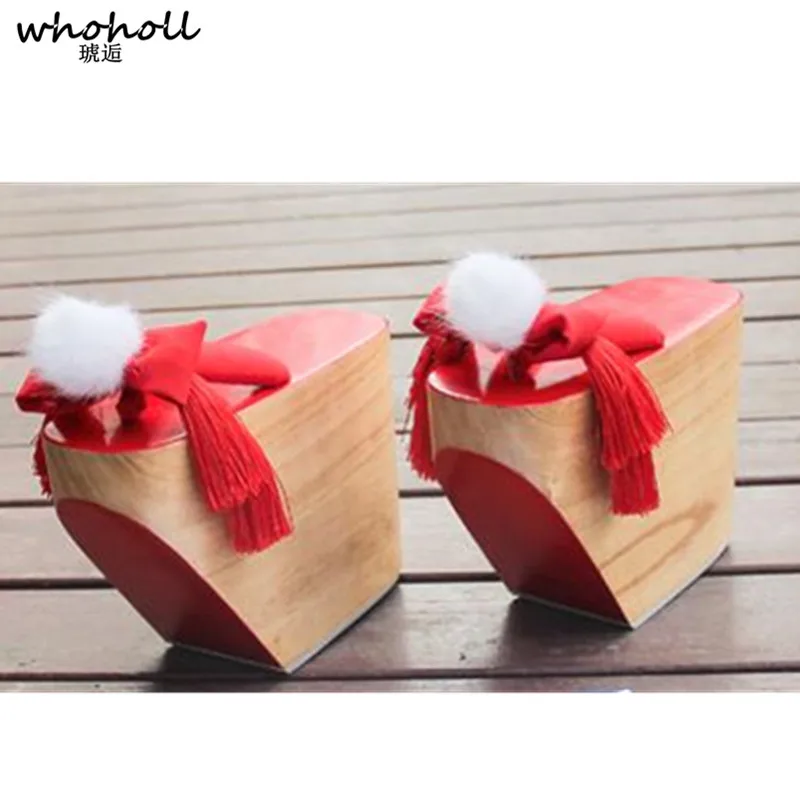 

WHOHOLL COS Geta Onmyoji Shiranuhi Cosplay Costumes Japanese Clogs Wooden High Quality Stage Shoes 10cm Thick Sole Free Socks
