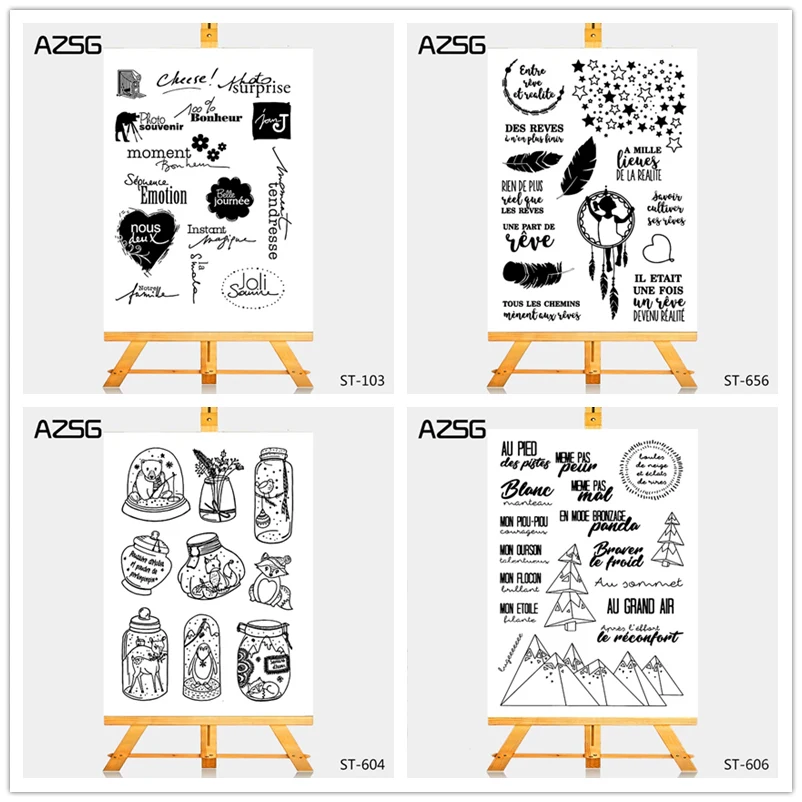 

AZSG French Style Heart-shaped Pendant Clear Stamps For DIY Scrapbooking/Card Making/Album Decorative Silicone Stamp Crafts