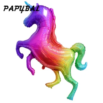 

10/50pcs Large Laser Unicorn Balloons Material Rainbow Horse Foil Balloon Baby Shower Birthday Party Wedding Decor Balloon Toys