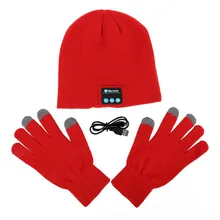 2 Шт. Наборы Зима Теплая Беспроводные Bluetooth Умный Коснулся Экрана Шапочка Cap Hat Встроенные Наушники Перчатки