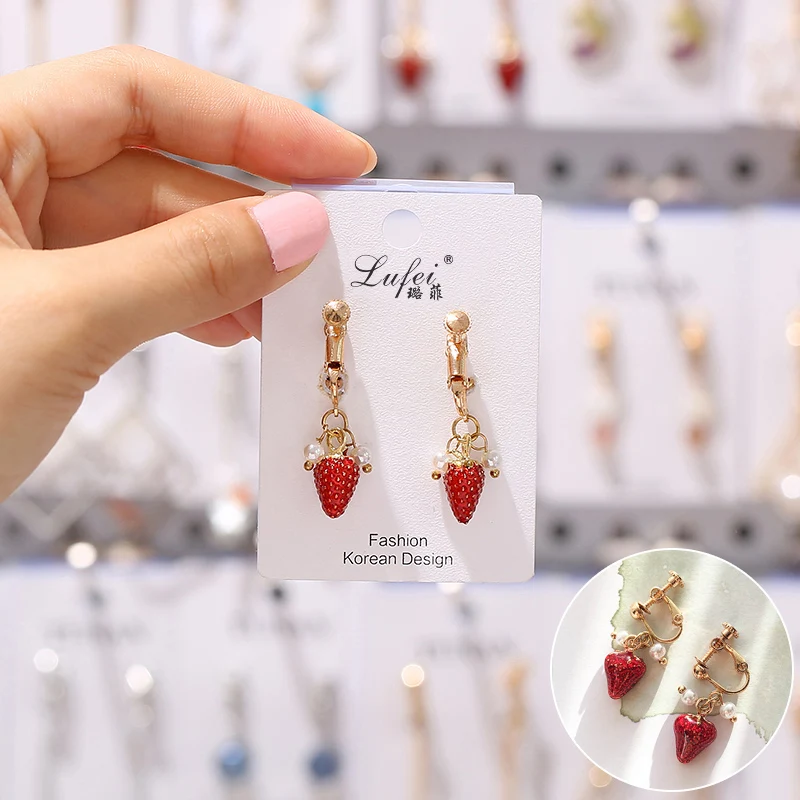 JIOFREE Korean geometric Long Clip on Earrings Without Piercing For Women OL Style Party Jewelry Gift ear clip earrings,clip earrings,ear clip,ear accessories