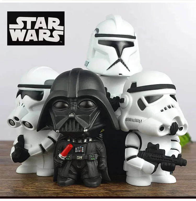 

New 4 style Star Wars Action Figures Large Piggy Bank Darth vader White Knight Vinyl doll Children Gift toys