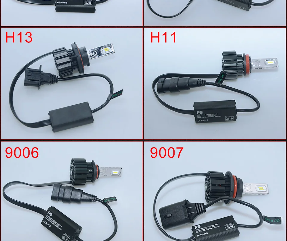 Светодиодный H4 H7 светодиодный автомобилей головной светильник P9 H11 H13 автомобилей Canbus Светодиодная Лампочка лампа HB3 HB4 HB2 9002 9005 9006 H13 9012 100W 12000LM светодиодный светильник