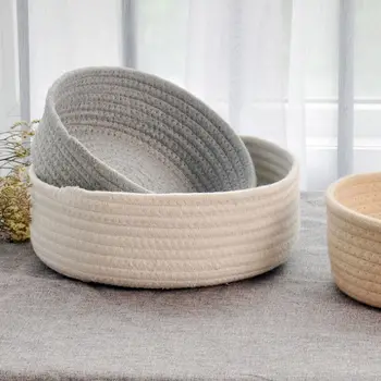 

New Environmentally Friendly Hand-woven Basket Bedside Tabletop Snacks Debris Basket Storage Basket Key Cosmetics Coffee Table