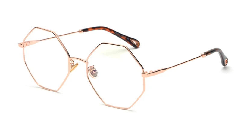 Kachwoo Модные оптические женские очки компьютерный полигон большие винтажные Восьмиугольные очки оправы для мужчин Золотой Металл - Цвет оправы: rose gold