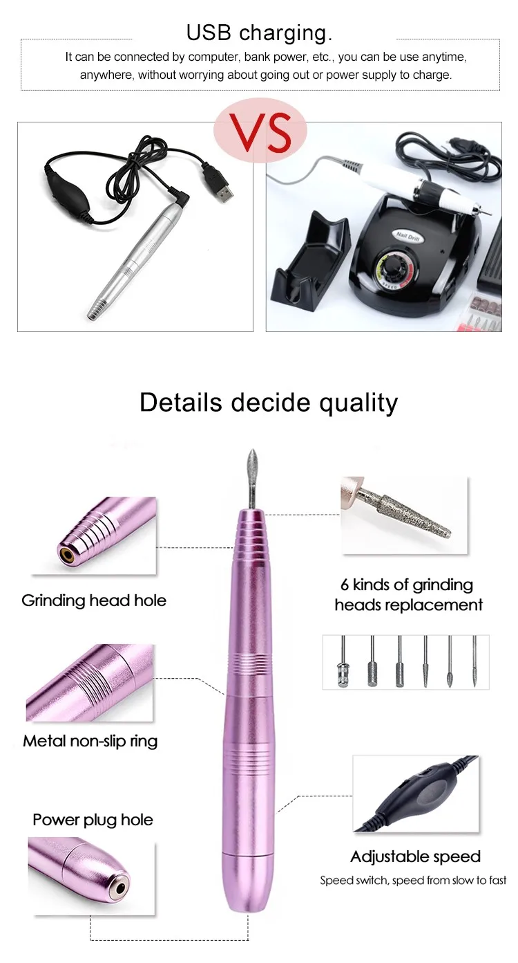 2019 New Professional USB Nail Drill Mini Portable Nail Drill Pen