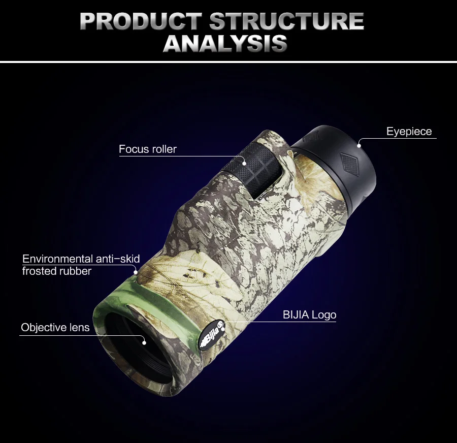 Observação de Aves Telescópio de Viagem Bijia Alta Qualidade Cores Multi-revestido Bak4 Prisma Monocular Caça 10x42 4 10 bak4 prisma monocular caça observação de aves telescópio de viagem
