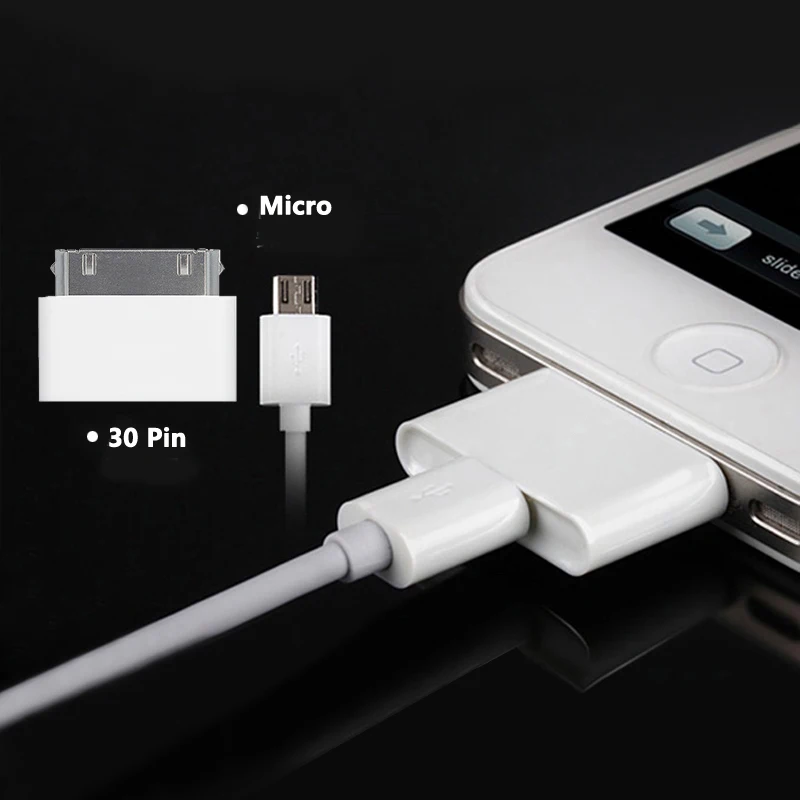 Женский Micro 2,0 USB на штекер для apple 30 Pin iPhone4 4S touch4 iPad2 3 зарядный адаптер конвертер микро кабель зарядное устройство адаптер