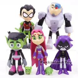 Teen Titans Go Робин киборг Зверь Мальчик Starfire Ворон Silkie ПВХ фигурки героев детские игрушки подарки 7 шт./компл