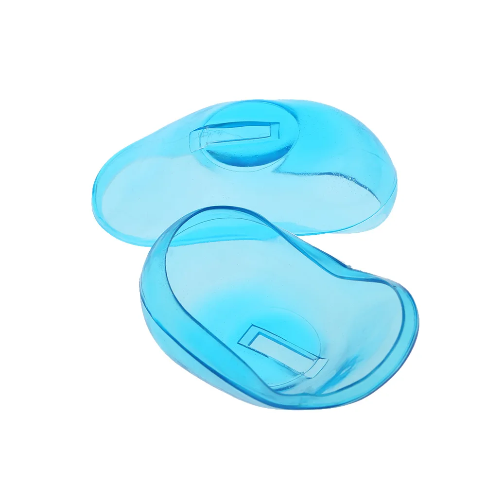 2PCS Transprarent Silicone Ear Cover Hair Dye Shield Protect Salon Hair Styling Tool Accessory Ear Care Blue