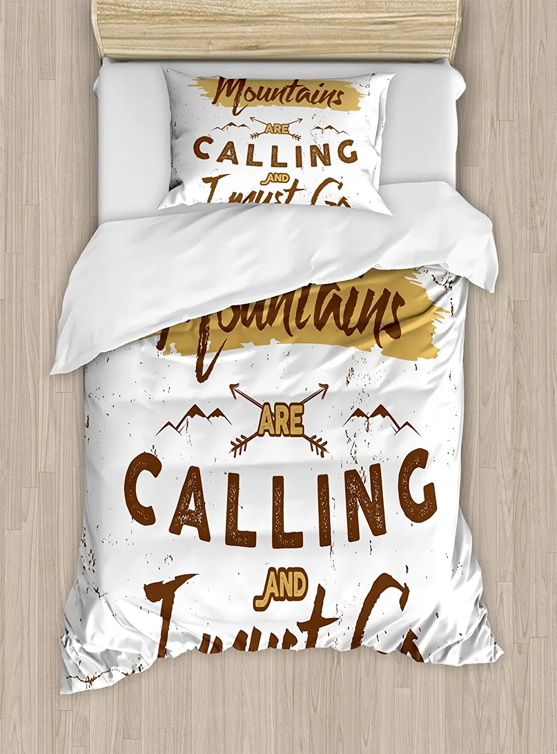 Adventure Duvet Cover Set Mountains Are Calling Quote Travel Outdoors