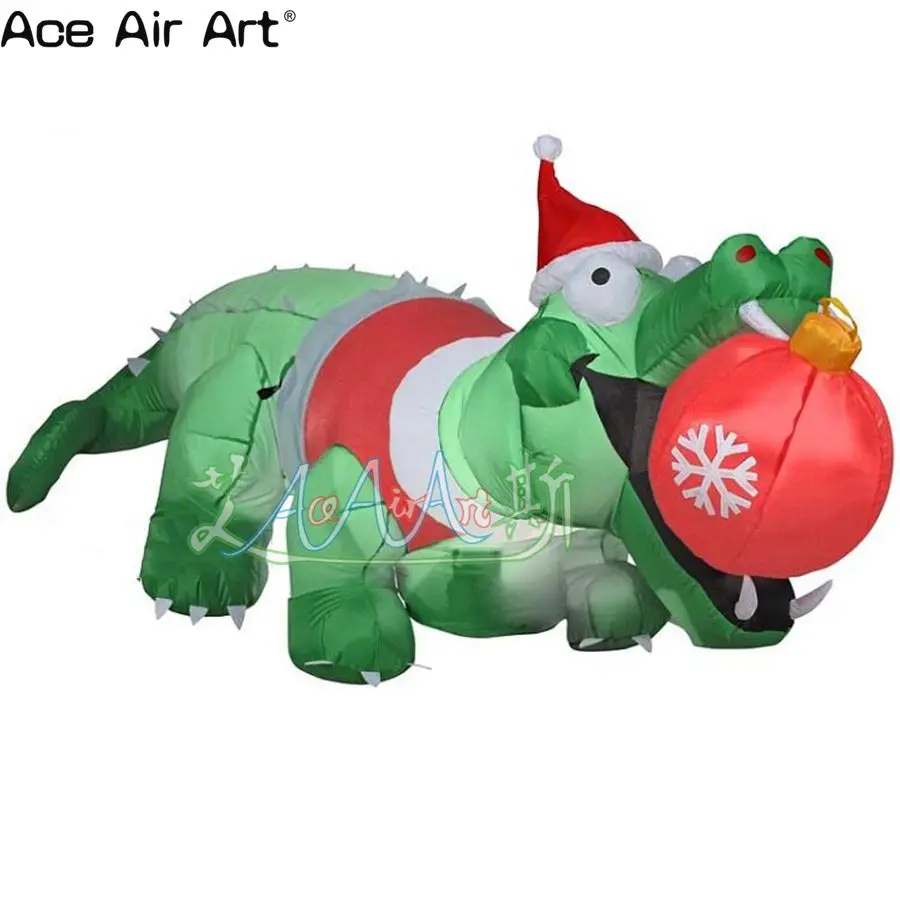 Review Top Lighting Christmas animal cartoon decoration inflatable crocodile with red ball inflatable model fo