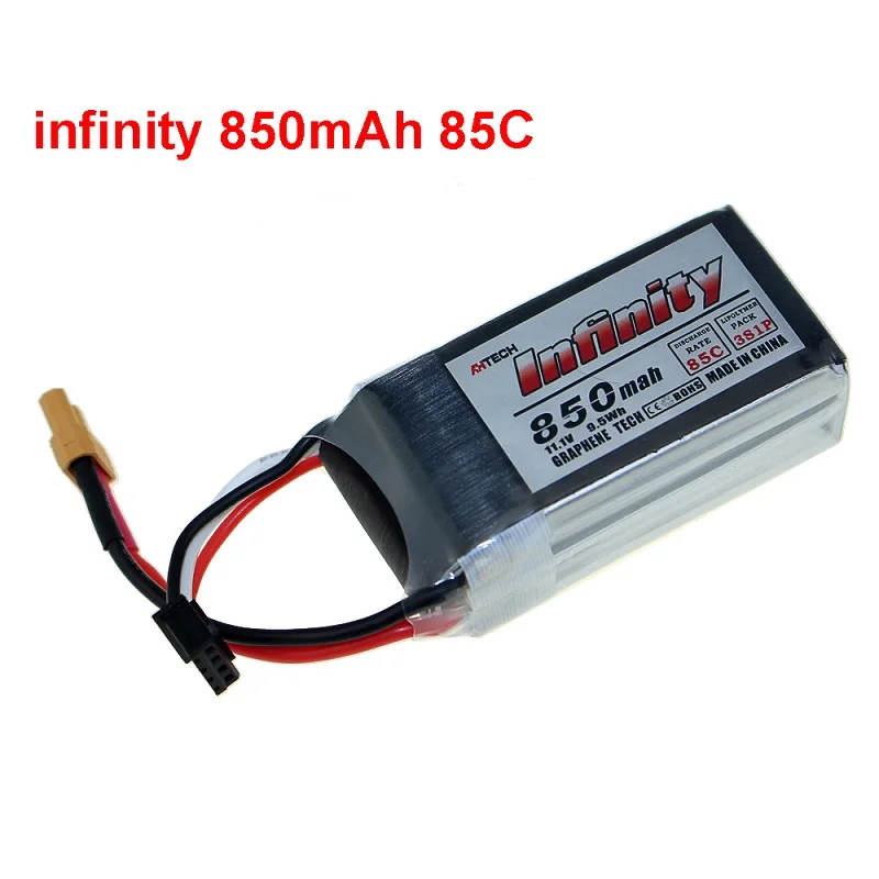 Infinity литий-полимерный литий Бэтти 550/850/1300/1500/2200 мАч 3S 11,1 V 4S 14,8 V 85C XT30 JST SY60 разъем для небольшой гоночный Дрон с видом от первого лица Квадрокоптер - Цвет: 850mah 3S 85C