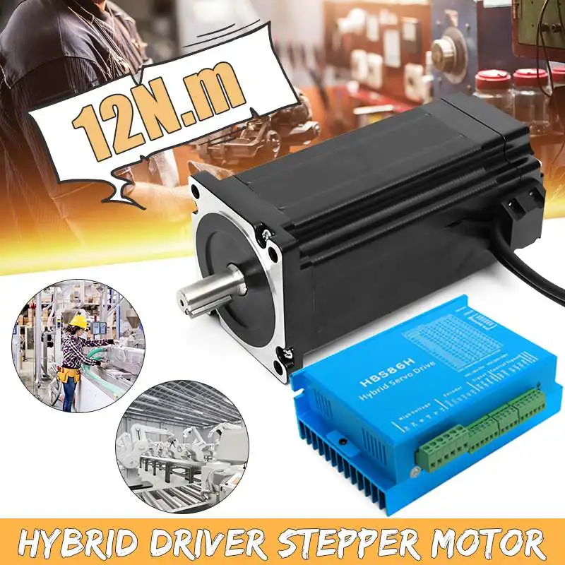 

NEMA34 12N.m 6A Closed Loop CNC Stepper Motor Driver Encoder 1000rpm Hybrid Servo 86HBSE12N-B32 Motor Diver Set Dropshipping