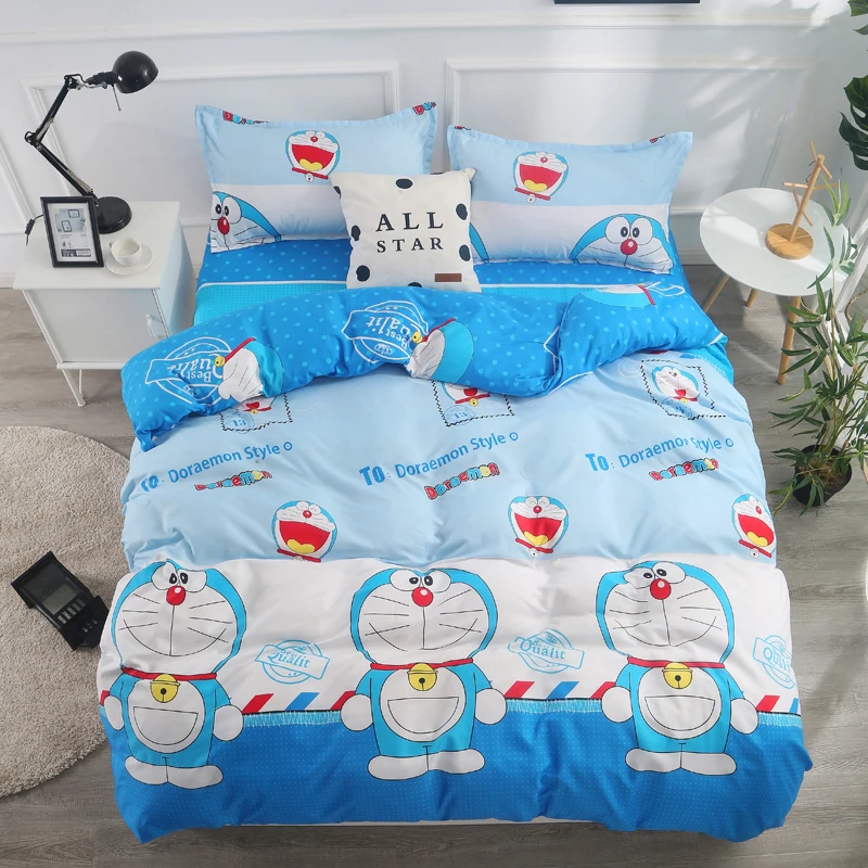 Комплект постельного белья Doraemon с рисунком из мультфильма пододеяльник простыня