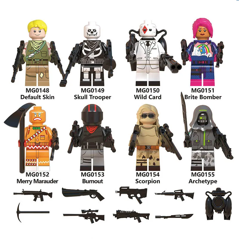 Строительные блоки Legoings Fortress Night Skin Trooper Wild Card Brite Bomber Merry Bumout Scorpion Bricks Мини Фигурки игрушки подарки