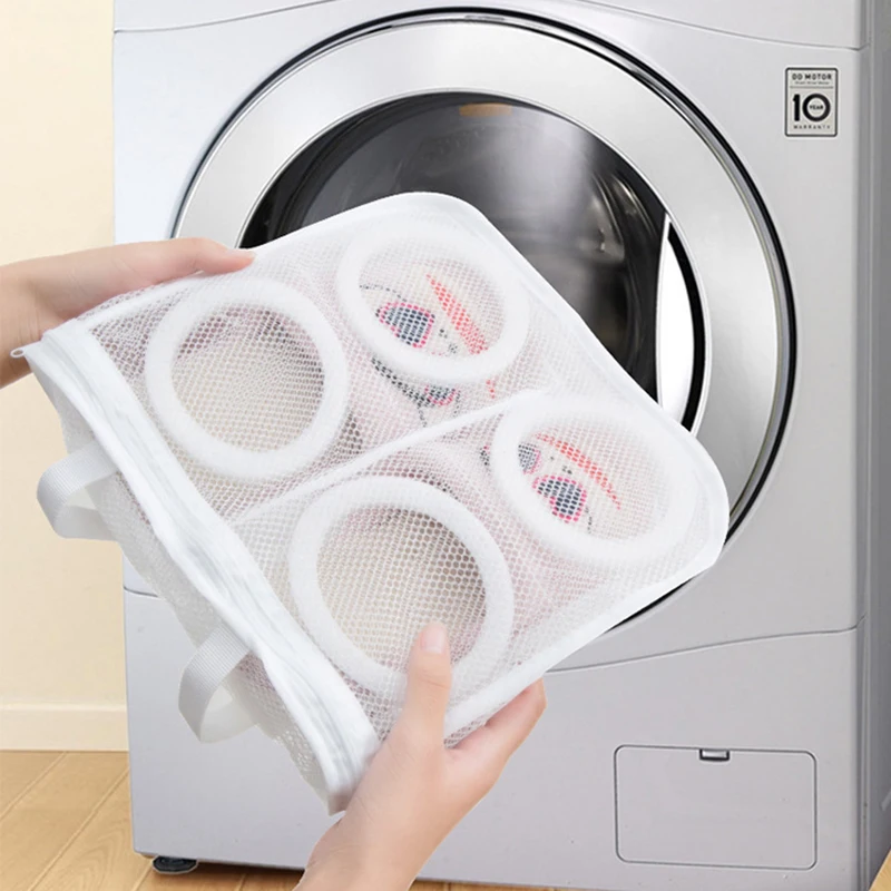 Us 2 26 17 Off Hanging Dry Sneaker Mesh Laundry Bags Shoes Protect Wash Machine Home Storage Organizer Accessories Supplies Gear Stuff Product In