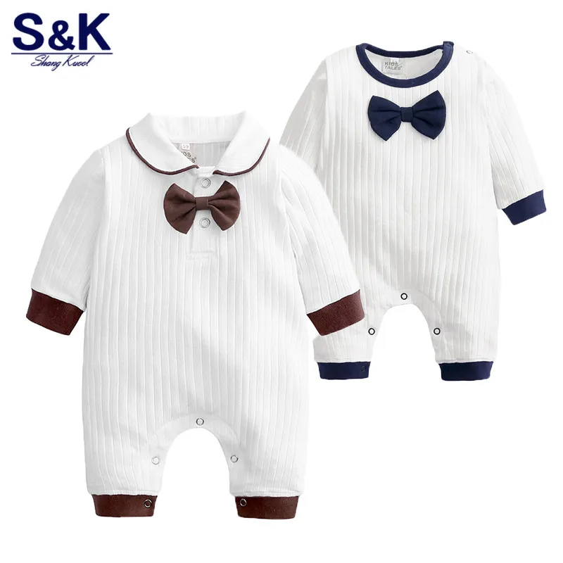 XH 390 Newborn Baby Boy Rompers Cotton Tie Gentleman Suit Bow Leisure Body Suit Clothing Infant