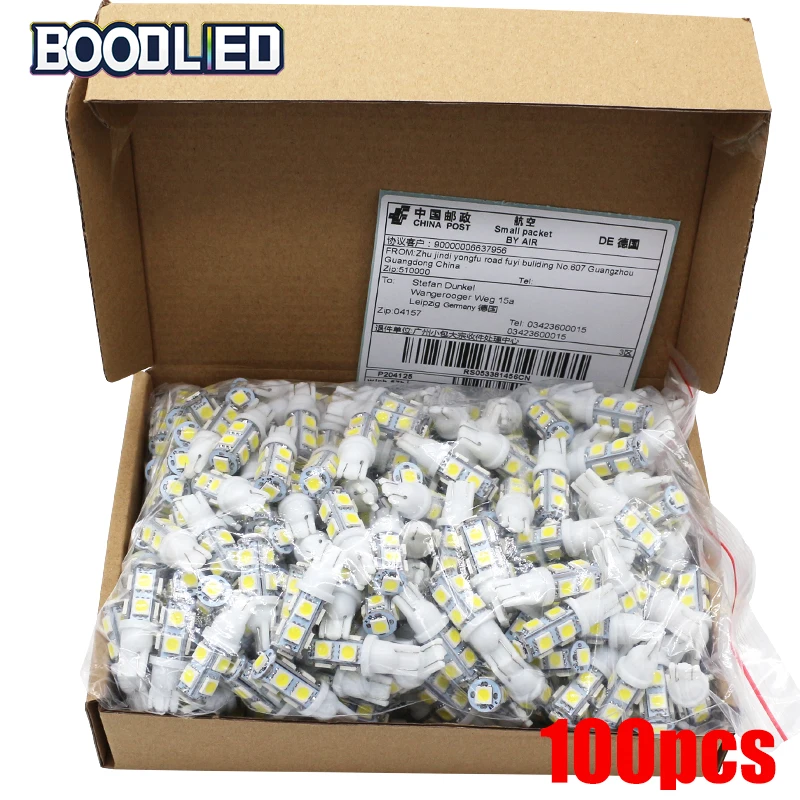 

So.k 100Pcs T10 W5W LED 194 168 5050 9 SMD Car Auto Wedge Side Tail Parking Lights Bulb Lamp Clearance Lighting DC 12V