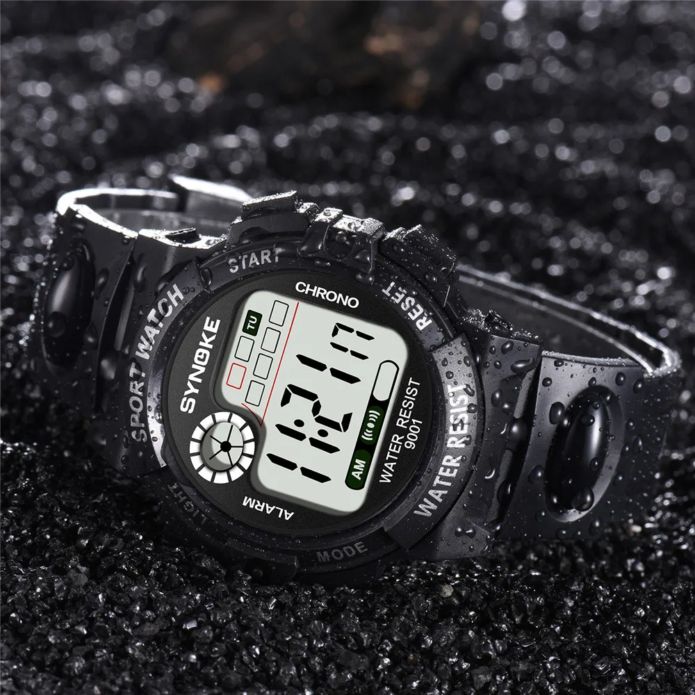 Montre Homme SYNOKE многофункциональные водонепроницаемые часы 30 м светодиодные