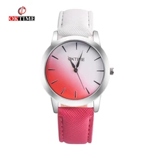 OKTIME 2018 nuevas mujeres Retro gradiente de cuero multicolor reloj Casual señoras cuarzo reloj de pulsera de lujo Relogio Feminino caliente