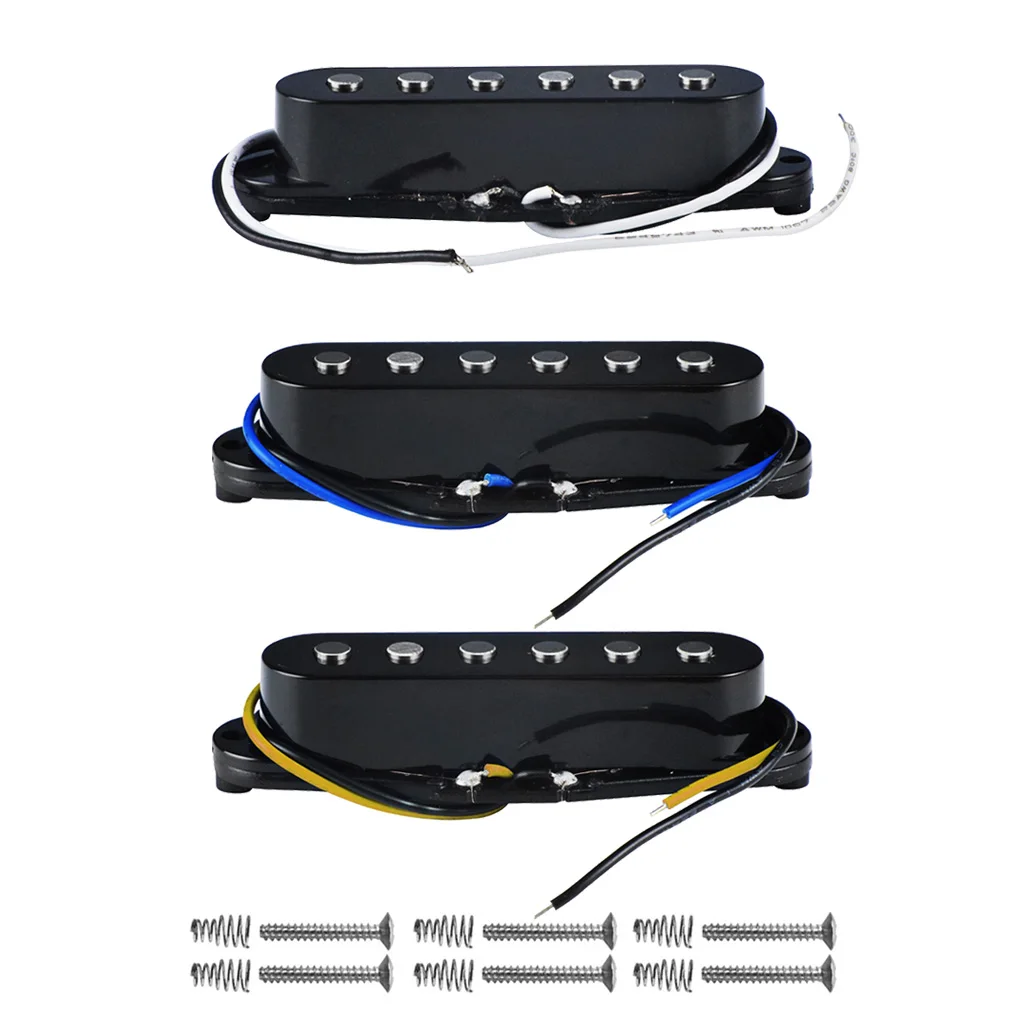 Новые 3 Струны для электрогитары шеи/средний/мост Пикап Alnico 5 звукосниматель с одинарной катушкой SSS для Strat FD, черный/белый/желтый на выбор - Цвет: Black N M B