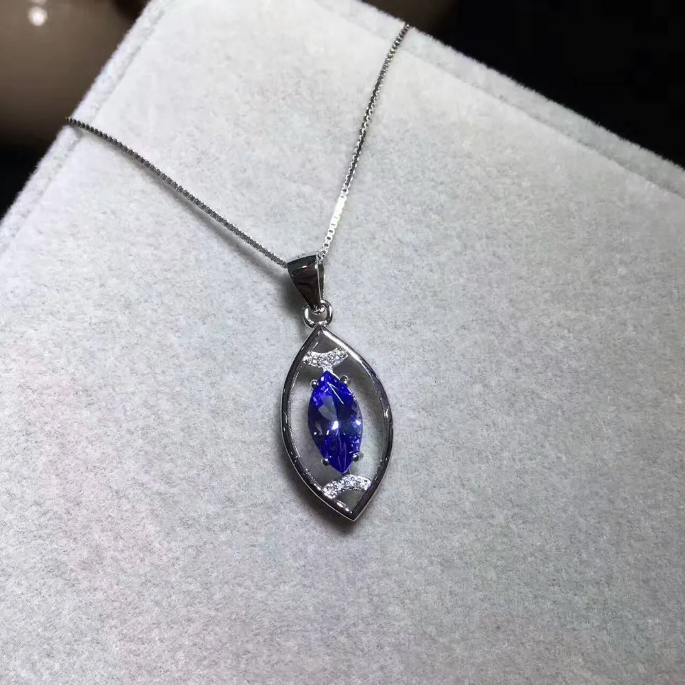  Pendentif tanzanite bleu naturel pendentif pierre gemme naturelle collier S925 argent mode simple g