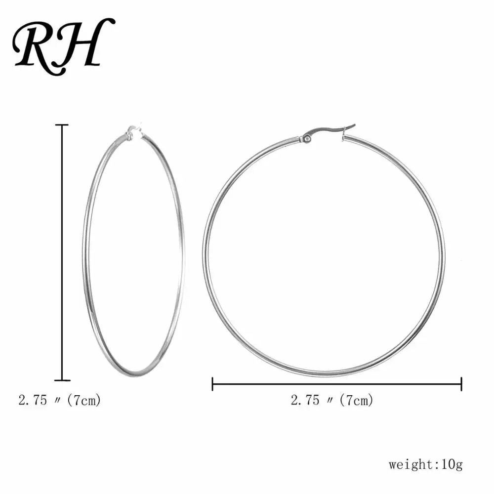 Большие гладкие круглые серьги-кольца для женщин, серьги гиперболы из нержавеющей стали, большие круглые серьги-кольца, ювелирные изделия - Окраска металла: 70mm