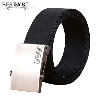 

Best YBT Unisex Canvas Belt Fashion Unisex Outdoor Belts Army Tactical Waist Belt casual Alloy Automatic buckle cowboy Waistband