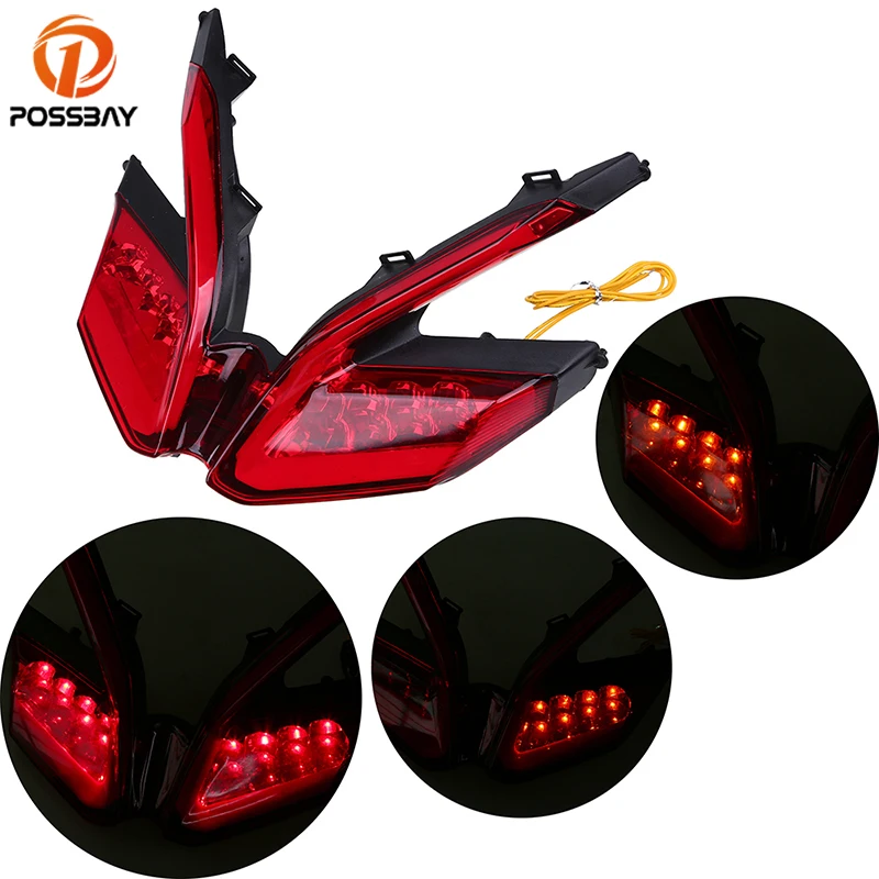 POSSBAY Motorcycle Tail Light Flexible 12V Red LED Taillight Turn