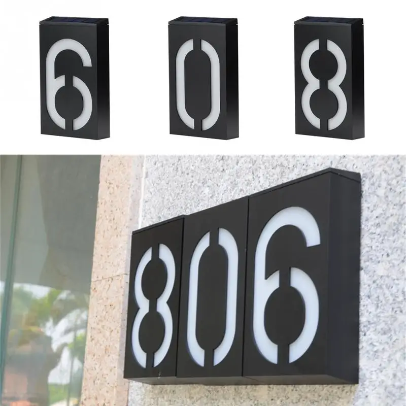 

Number 1-10 Solar Powered 6 LED Wall Mount Bulb Lamp Illumination Doorplate Lamp House Digital Porch Lights With Solar Battery
