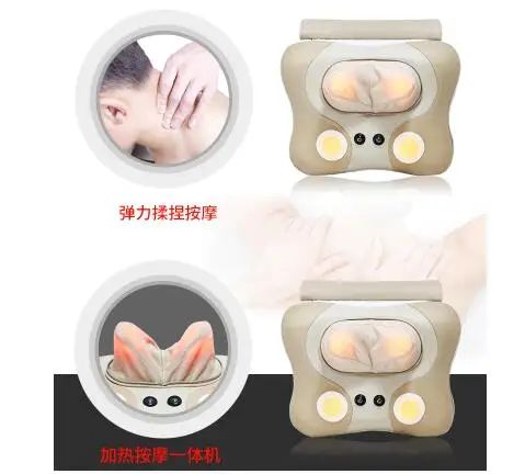 Heating Massage Cushion Pillow Cervical Massager 4D Kneading Electric Vibrating Massager Shiatsu Body Shoulder Back Massage 